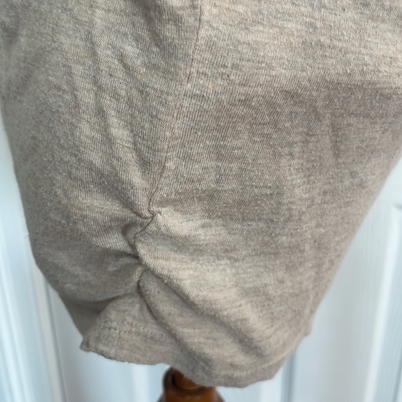 Y2K XOXO top tan cream cutouts fring scoop neck 3/4 sleeve gathered waist size S - Picture 9 of 10